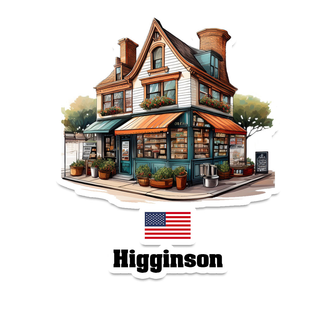 Higginson Home Town Office Shop USA Sticker & Magnet