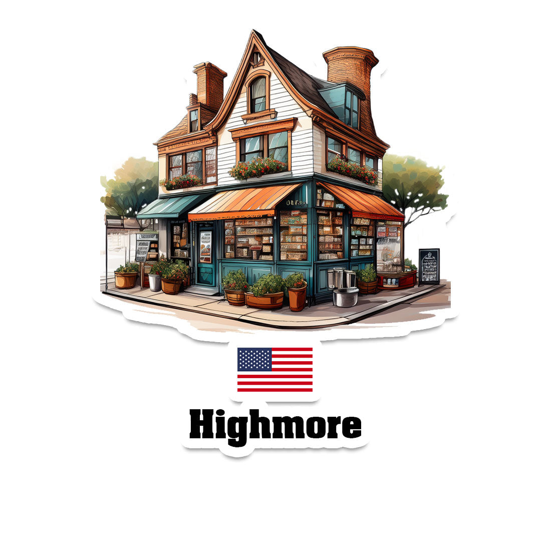 Highmore Home Town Office Shop USA Sticker & Magnet