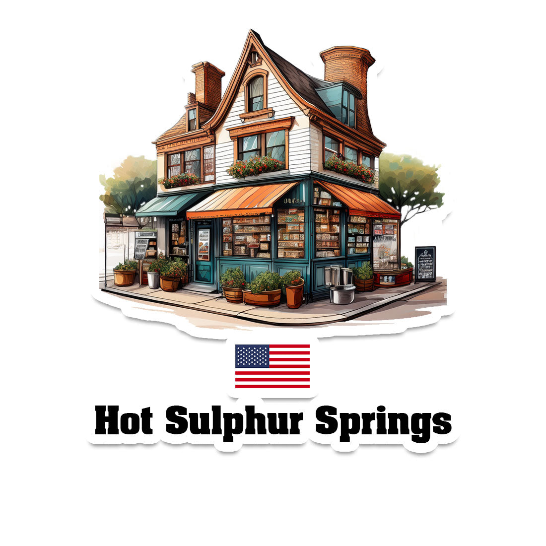 Hot Sulphur Springs Home Town Office Shop USA Sticker & Magnet
