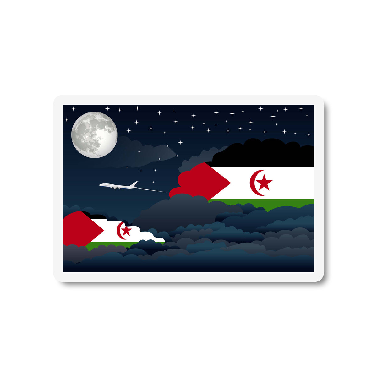 Western Sahara Airplane Night Clouds Sticker & Magnet