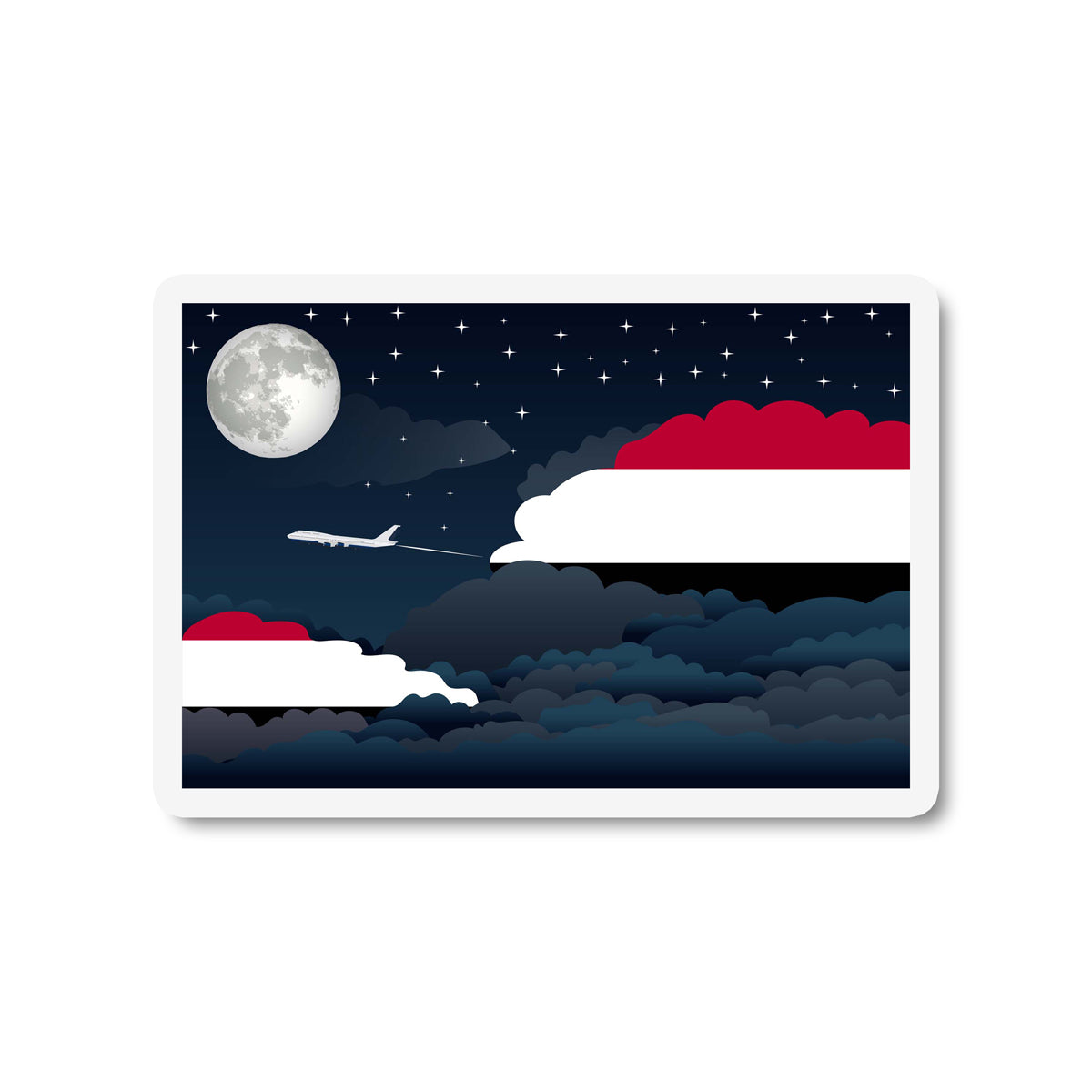 Yemen Airplane Night Clouds Sticker & Magnet