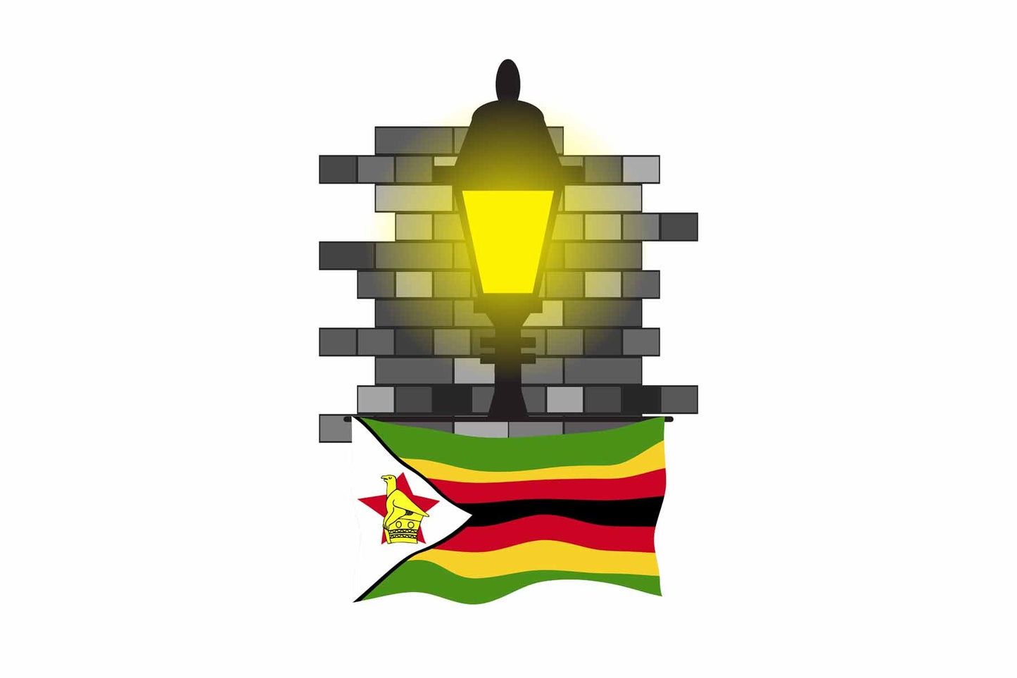 Zimbabwe Town Street Lamp Bricks Sticker & Magnet