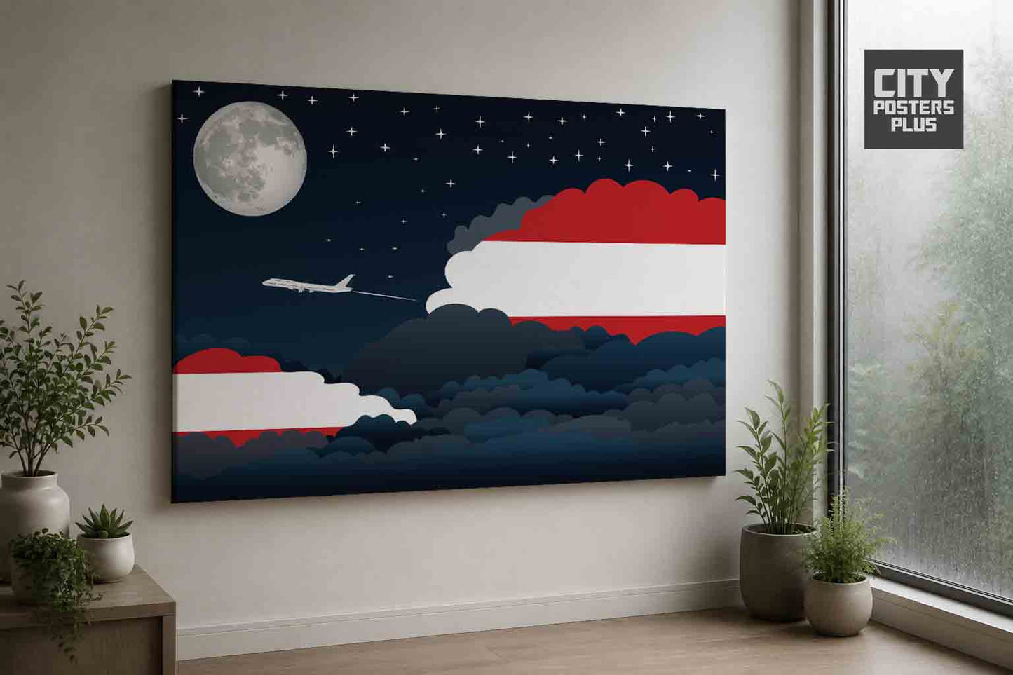 Austria Night Clouds Framed Canvas Prints | Country & City Wall Art