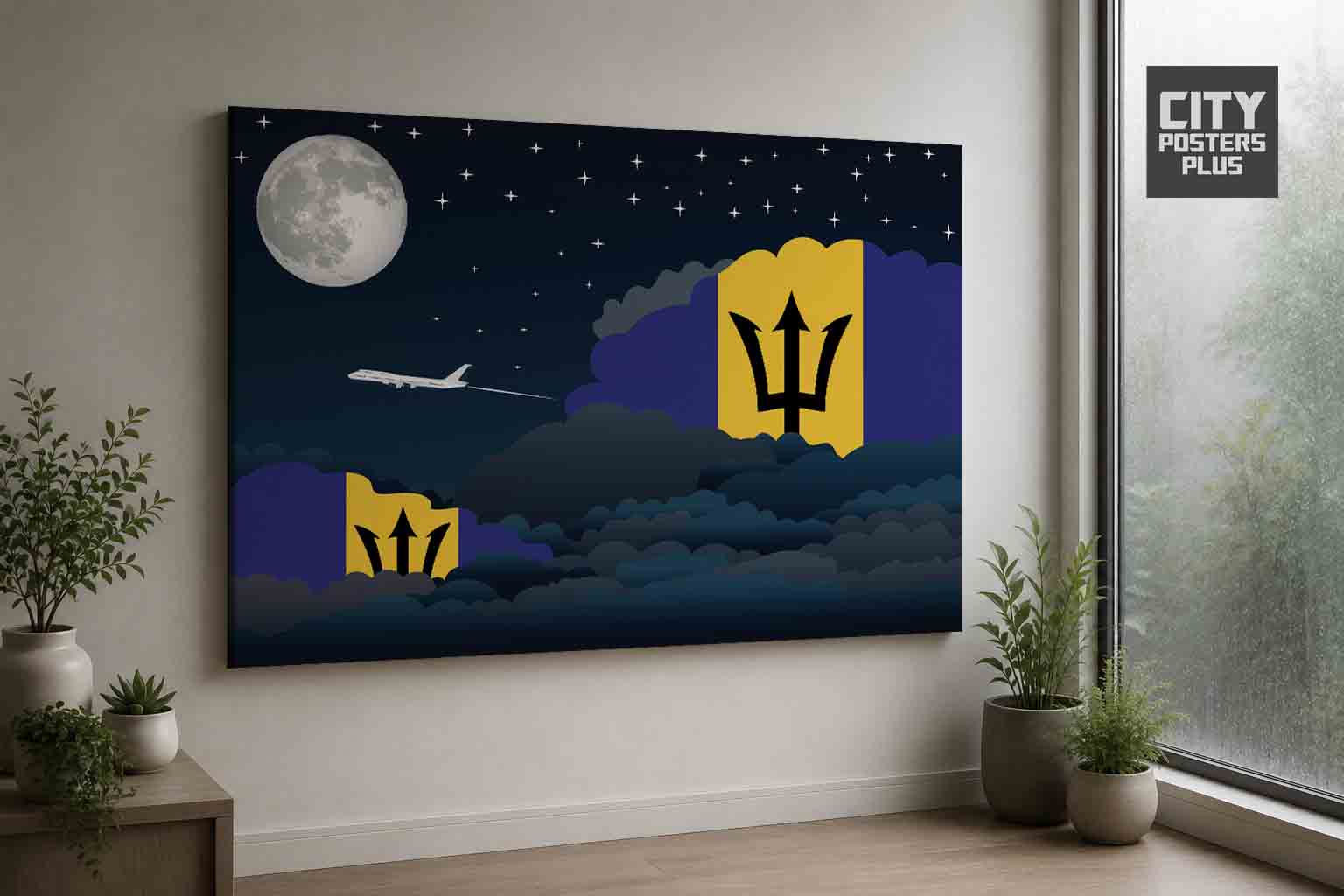 Barbados Night Clouds Framed Canvas Prints | Country & City Wall Art