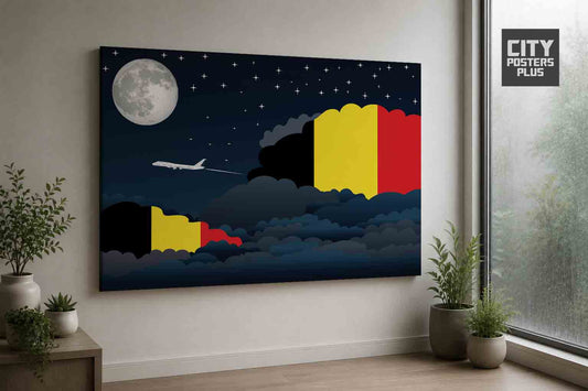 Belgium Night Clouds Framed Canvas Prints | Country & City Wall Art