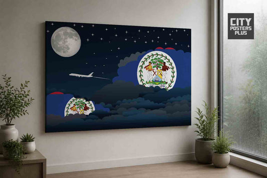 Belize Night Clouds Framed Canvas Prints | Country & City Wall Art
