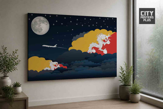 Bhutan Night Clouds Framed Canvas Prints | Country & City Wall Art
