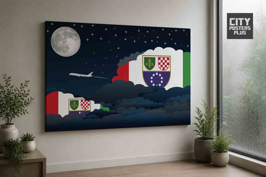 Bosnia and Herzegovina Federation of Night Clouds Framed Canvas Prints | Country & City Wall Art