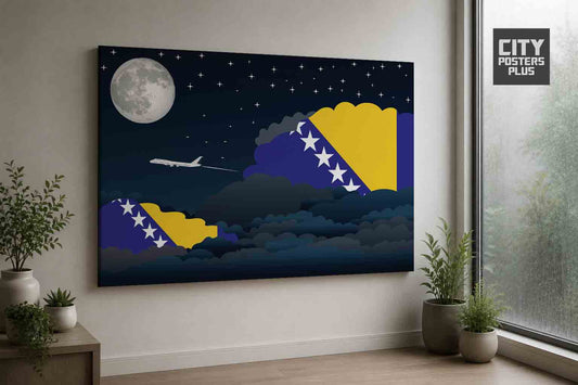 Bosnia and Herzegovina Night Clouds Framed Canvas Prints | Country & City Wall Art