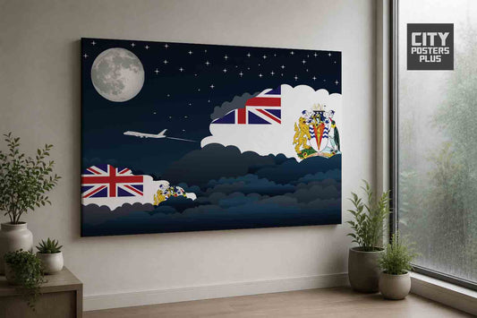 British Antarctic Territory Night Clouds Framed Canvas Prints | Country & City Wall Art