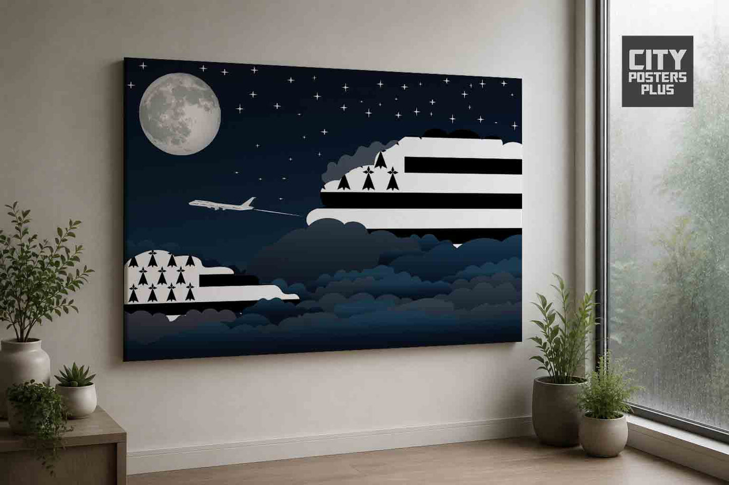 Brittany Night Clouds Framed Canvas Prints | Country & City Wall Art