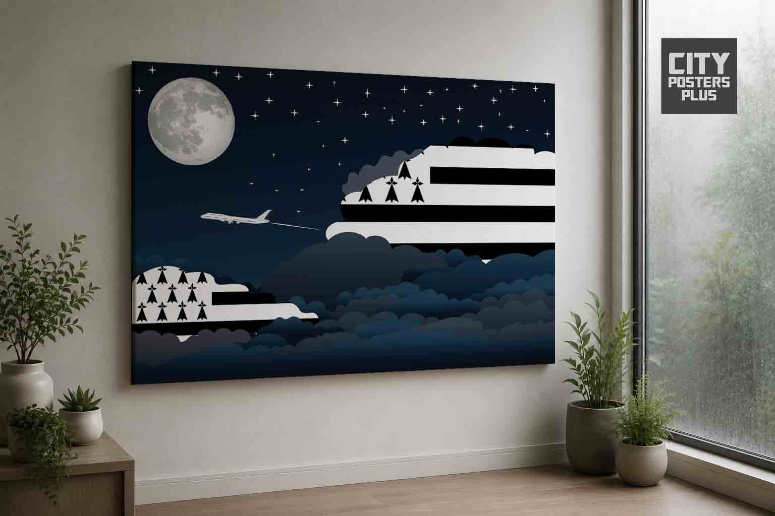Brittany Night Clouds Framed Canvas Prints | Country & City Wall Art