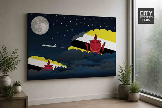 Brunei Night Clouds Framed Canvas Prints | Country & City Wall Art