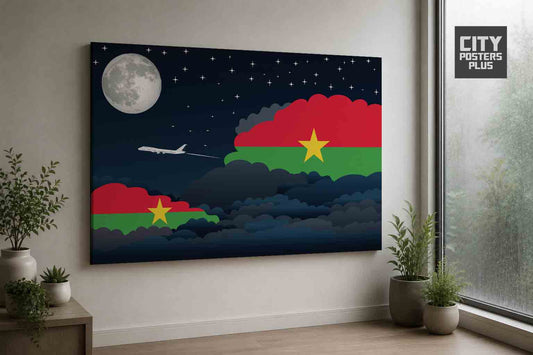 Burkina Faso Night Clouds Framed Canvas Prints | Country & City Wall Art