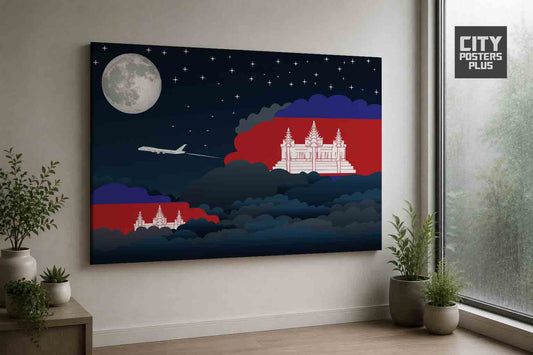 Cambodia Night Clouds Framed Canvas Prints | Country & City Wall Art