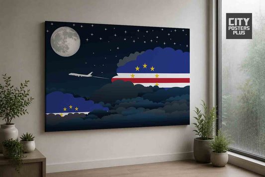 Cape Verde Night Clouds Framed Canvas Prints | Country & City Wall Art