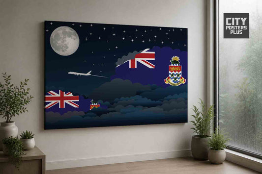 Cayman Islands Night Clouds Framed Canvas Prints | Country & City Wall Art