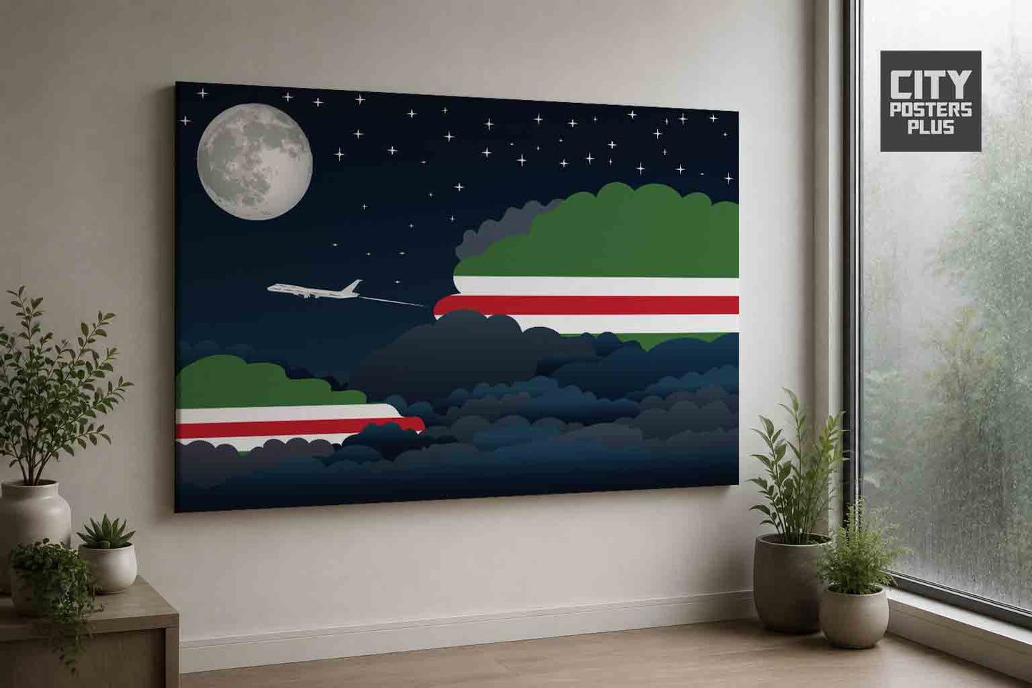 Chechen Republic of Ichkeria Night Clouds Framed Canvas Prints | Country & City Wall Art