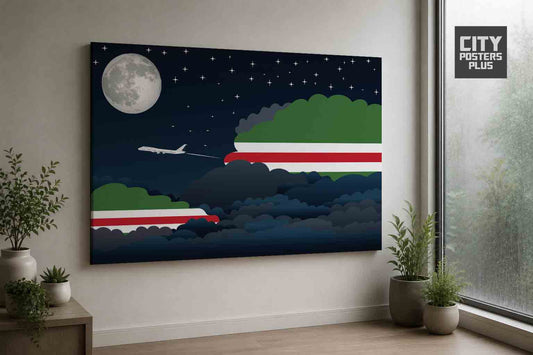 Chechen Republic of Ichkeria Night Clouds Framed Canvas Prints | Country & City Wall Art