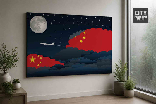 China Night Clouds Framed Canvas Prints | Country & City Wall Art