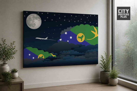 Christmas Island Night Clouds Framed Canvas Prints | Country & City Wall Art