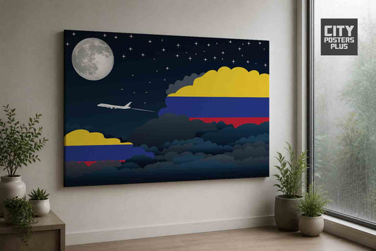 Colombia Night Clouds Framed Canvas Prints | Country & City Wall Art