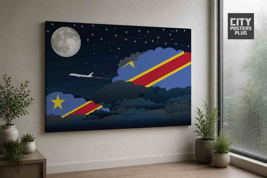 Congo Democratic Republic of the Night Clouds Framed Canvas Prints | Country & City Wall Art