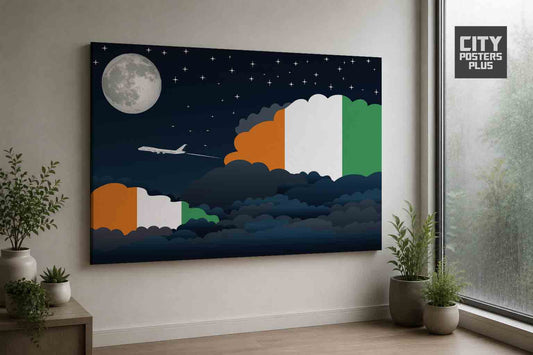 Cote DIvoire Night Clouds Framed Canvas Prints | Country & City Wall Art