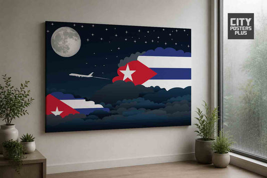 Cuba Night Clouds Framed Canvas Prints | Country & City Wall Art