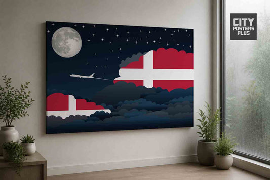 Denmark Night Clouds Framed Canvas Prints | Country & City Wall Art