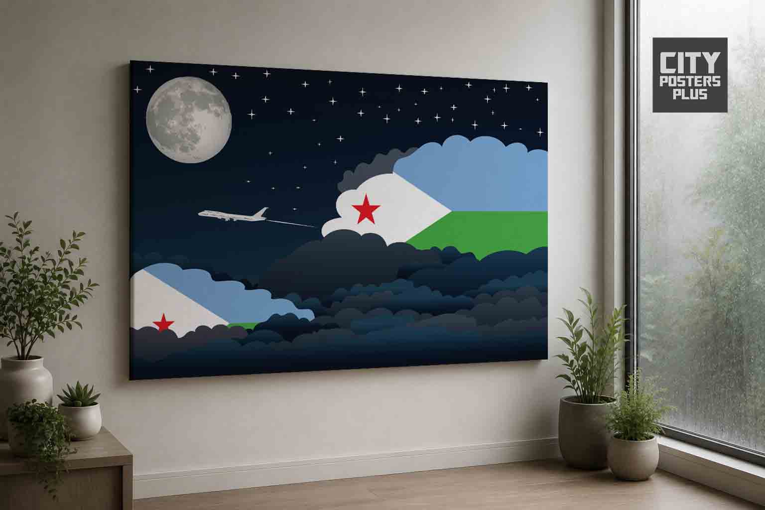 Djibouti Night Clouds Framed Canvas Prints | Country & City Wall Art
