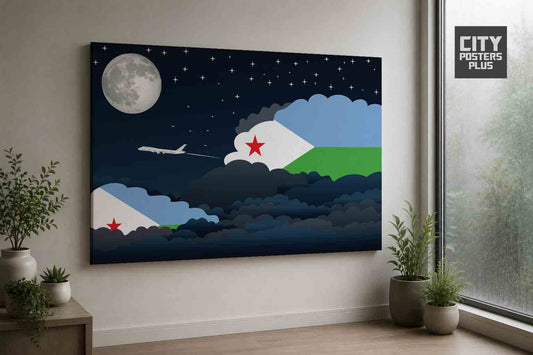 Djibouti Night Clouds Framed Canvas Prints | Country & City Wall Art
