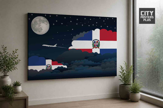 Dominican Republic Night Clouds Framed Canvas Prints | Country & City Wall Art
