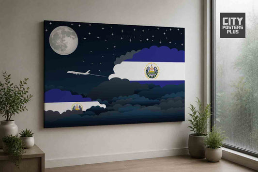 El Salvador Night Clouds Framed Canvas Prints | Country & City Wall Art