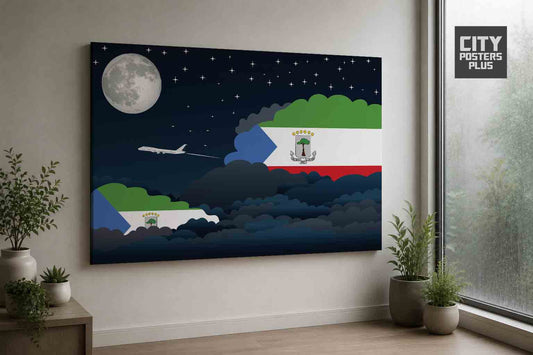 Equatorial Guinea Night Clouds Framed Canvas Prints | Country & City Wall Art