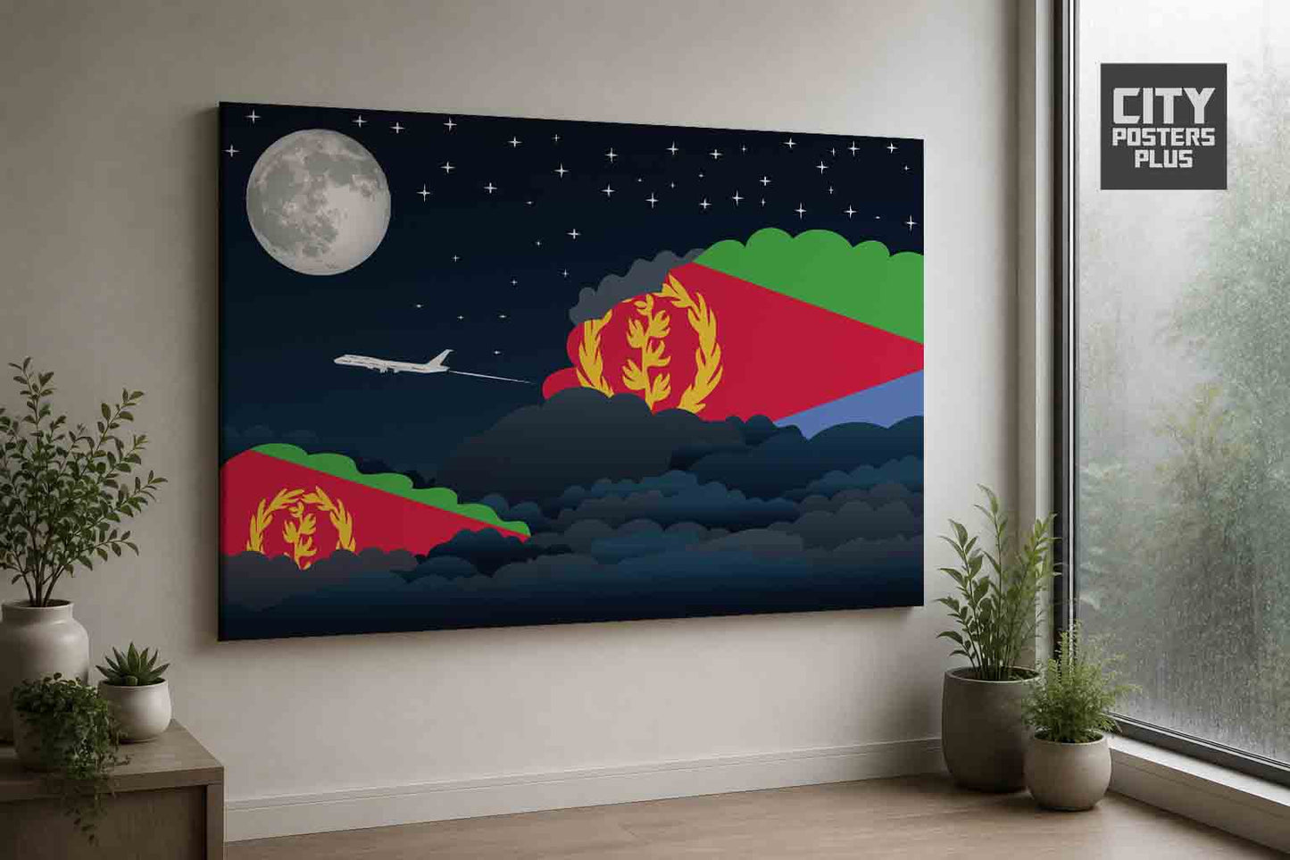 Eritrea Night Clouds Framed Canvas Prints | Country & City Wall Art