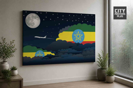 Ethiopia Night Clouds Framed Canvas Prints | Country & City Wall Art