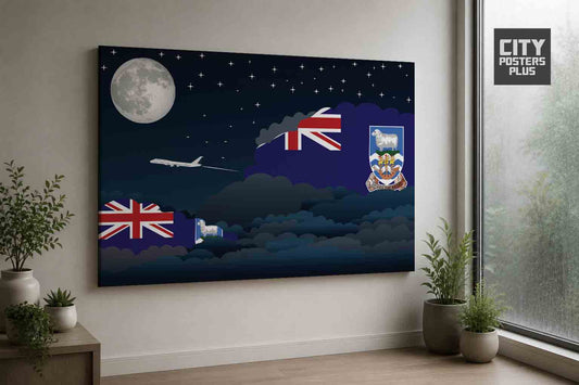 Falkland Islands Night Clouds Framed Canvas Prints | Country & City Wall Art