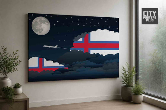 Faroe Islands Night Clouds Framed Canvas Prints | Country & City Wall Art
