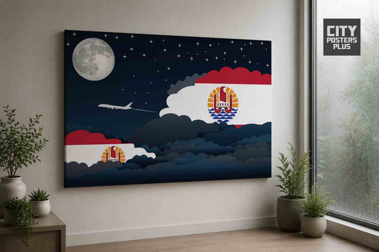 French Polynesia Night Clouds Framed Canvas Prints | Country & City Wall Art