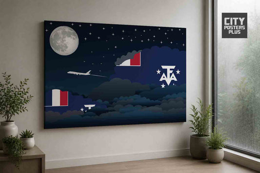 French Southern and Antarctic Lands Night Clouds Framed Canvas Prints | Country & City Wall Art