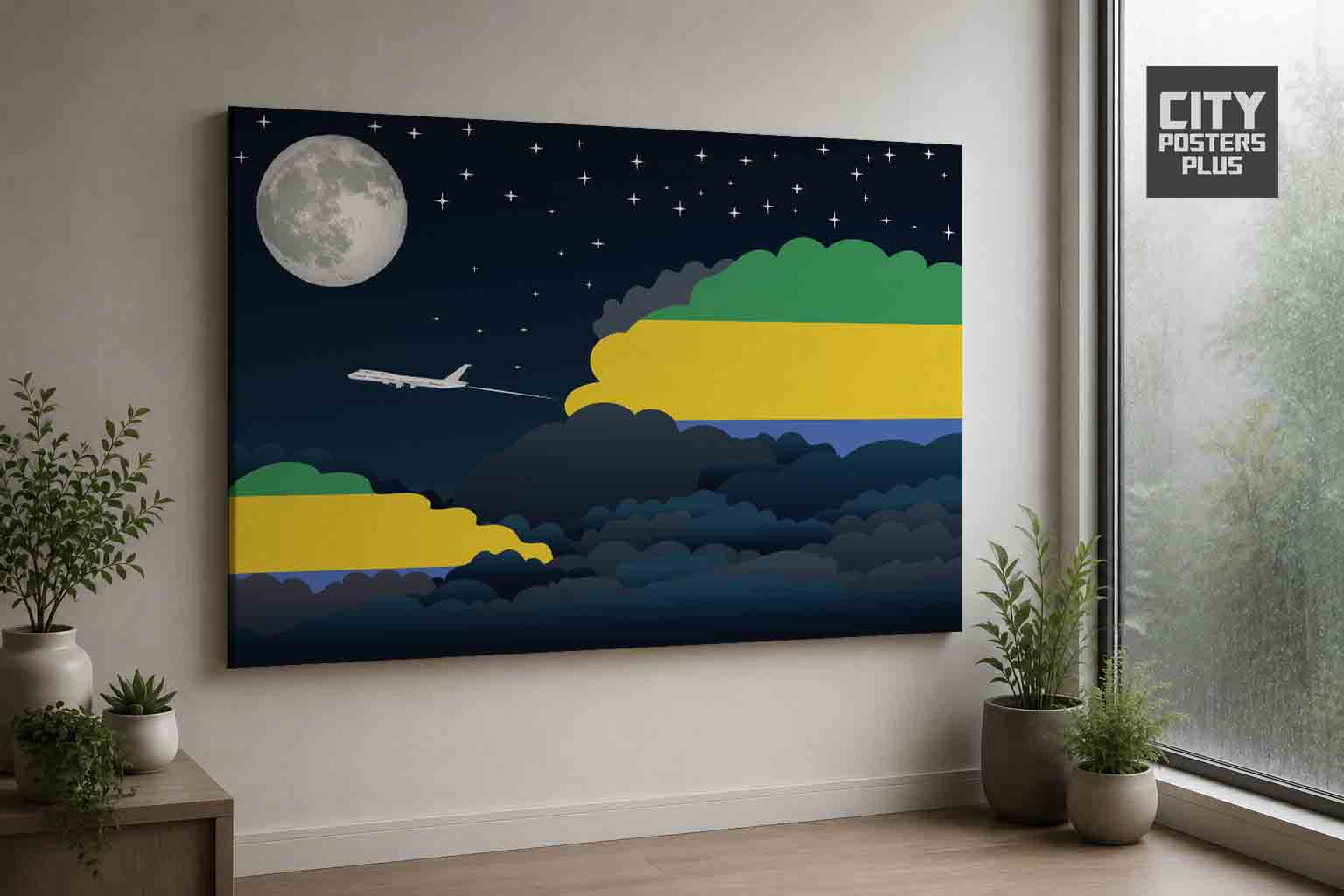 Gabon Night Clouds Framed Canvas Prints | Country & City Wall Art
