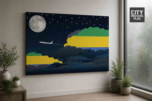 Gabon Night Clouds Framed Canvas Prints | Country & City Wall Art
