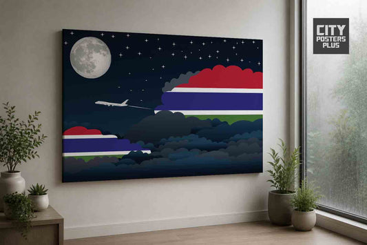 Gambia Night Clouds Framed Canvas Prints | Country & City Wall Art