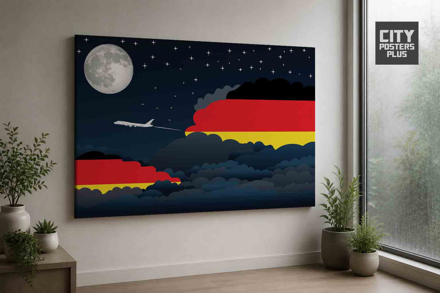 Germany Night Clouds Framed Canvas Prints | Country & City Wall Art