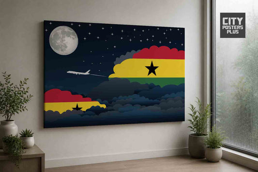 Ghana Night Clouds Framed Canvas Prints | Country & City Wall Art