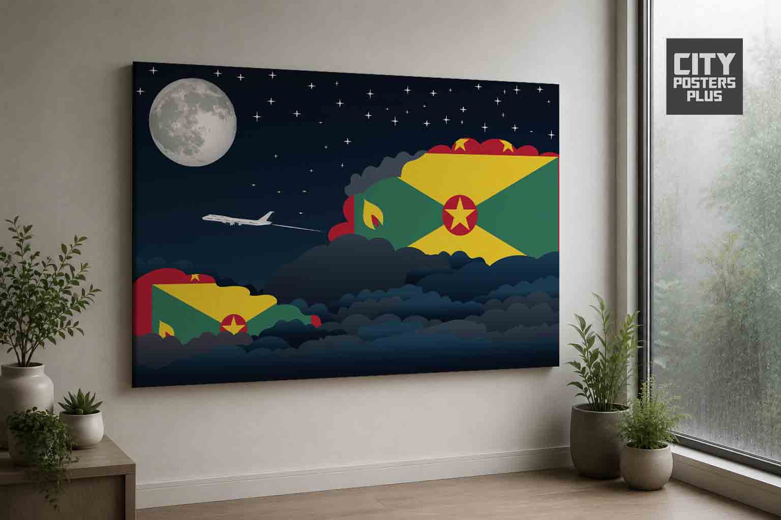 Grenada Night Clouds Framed Canvas Prints | Country & City Wall Art
