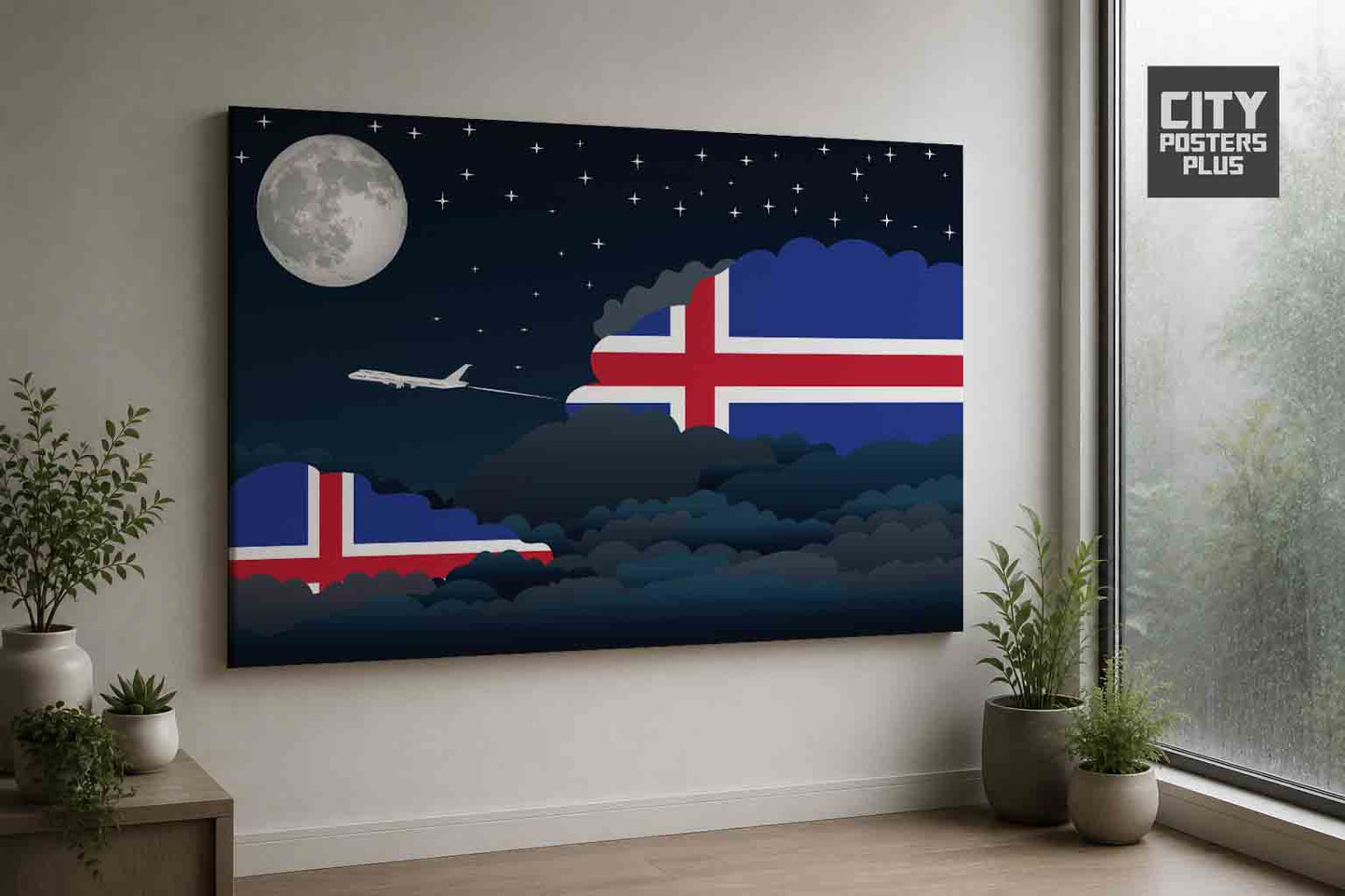 Iceland Night Clouds Framed Canvas Prints | Country & City Wall Art