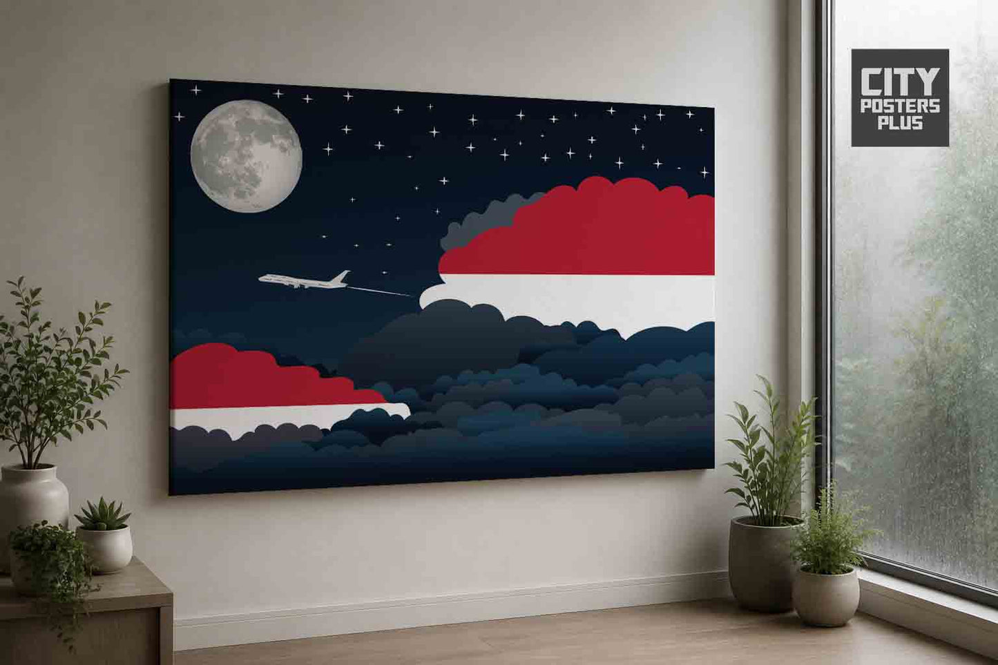 Indonesia Night Clouds Framed Canvas Prints | Country & City Wall Art