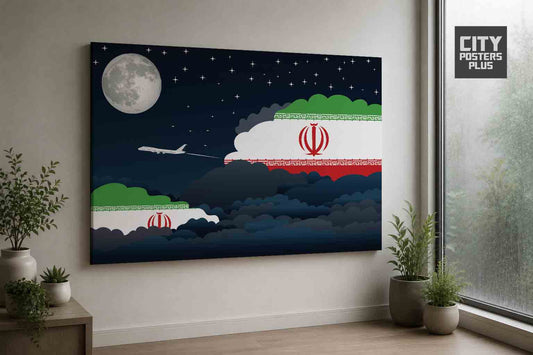 Iran Night Clouds Framed Canvas Prints | Country & City Wall Art